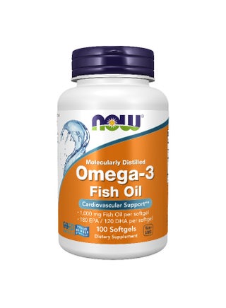 Now Foods Omega-3 1000mg Fish Oil, Molecularly Distilled 100 Softgels - view 1